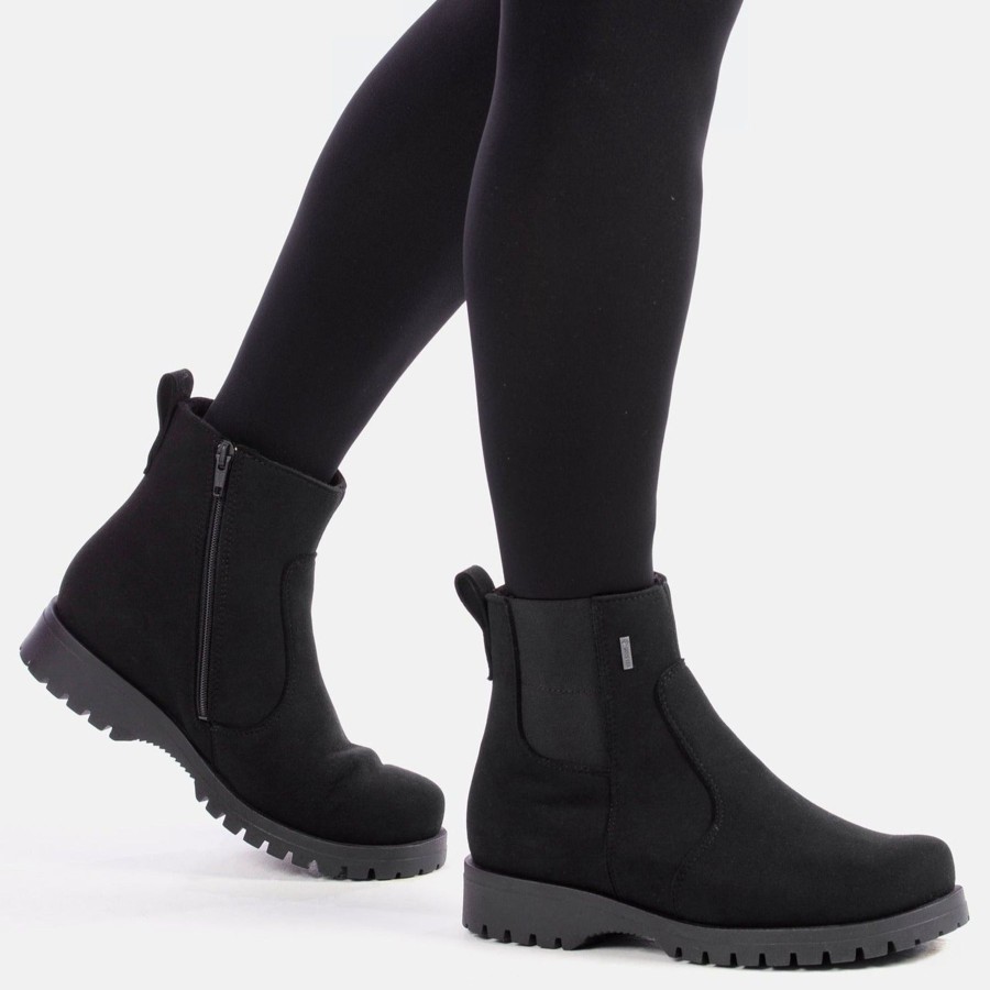 Pomar Vegan | Kataja Naisten Vegaaniset Gore-Tex® Chelsea Nilkkurit Black Micro Suede/Blk S