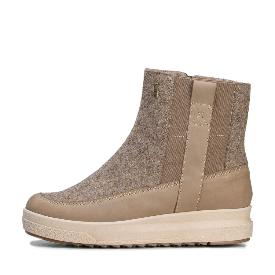 Pomar Talvinilkkurit | Kuusama Naisten Gore-Tex® Huopanilkkuri Beige Nubuck/Sand Felt