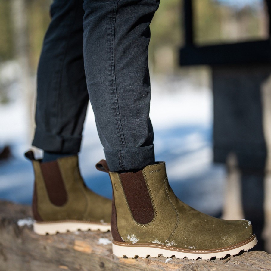 Pomar Nilkkurit | Raja Miesten Gore-Tex® Nilkkurit Olive Green Nubuck/Wht.Sole