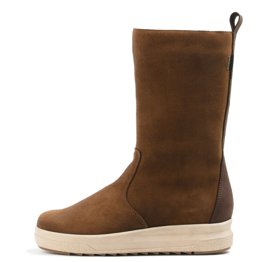 Pomar Talvisaappaat | Utu Naisten Gore-Tex® Talvisaapikkaat Brown Suede Fur Lin.Beige S