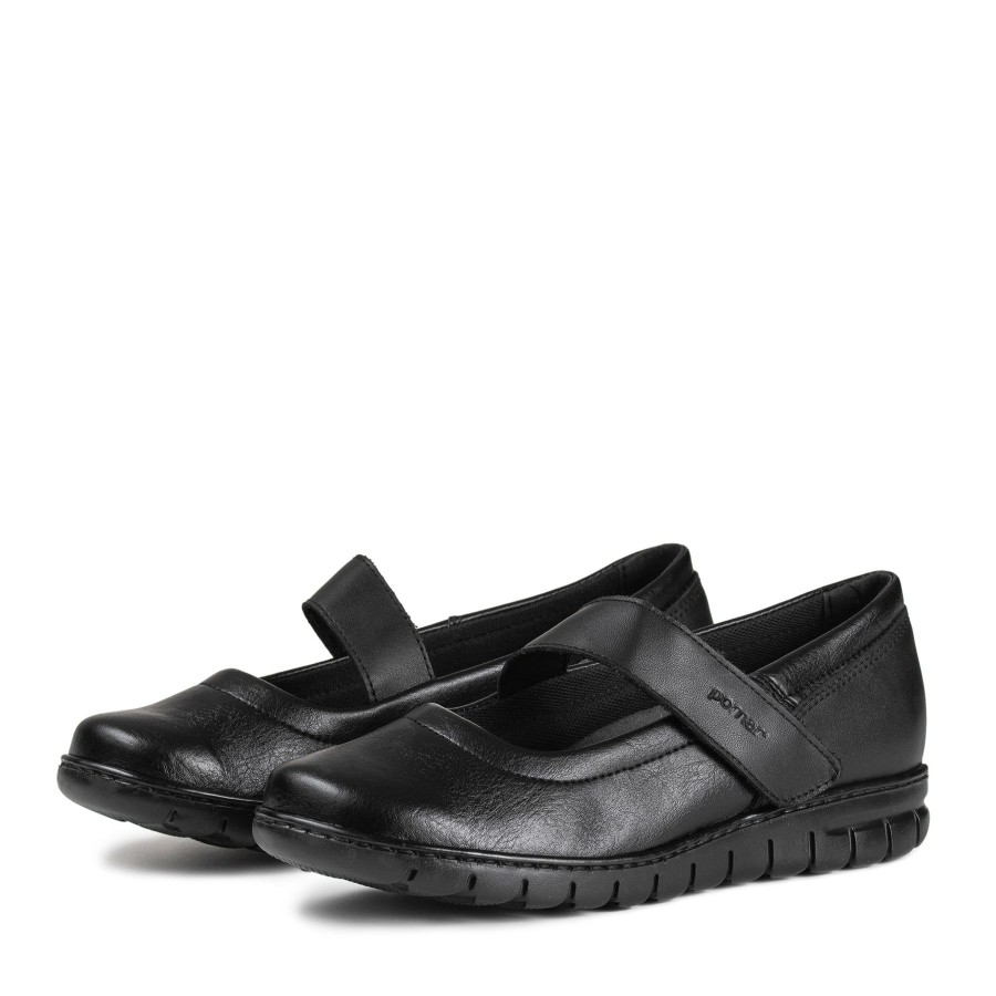 Pomar Loaferit & Kavelykengat | Lilja Naisten Pomar+ Stretch Ballerinat Black Stretch Nappa/Black Sole