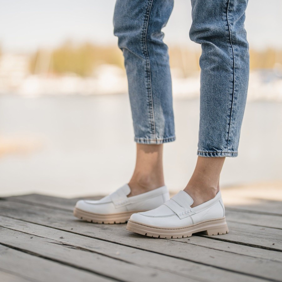 Pomar Loaferit & Kavelykengat | Noki Naisten Loaferit White Nappa/Cream Sole