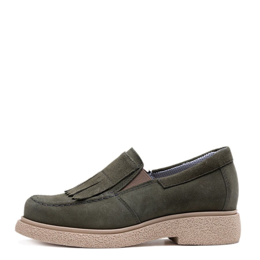 Pomar Loaferit & Kavelykengat | Matara Naisten Loaferit Moss Suede/Beige Sole