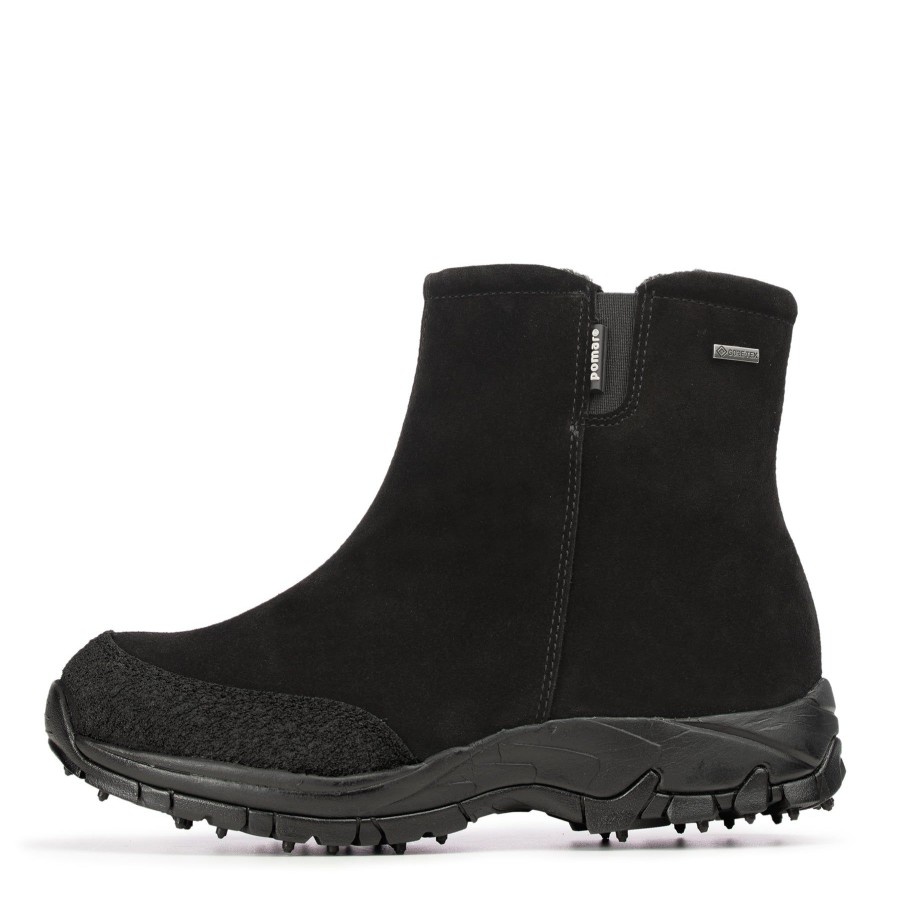 Pomar Nilkkurit Nastapohjalla | Alppi Naisten Gore-Tex ® Nilkkurit Nastapohjalla Black Suede/Pu-Suede/Spike